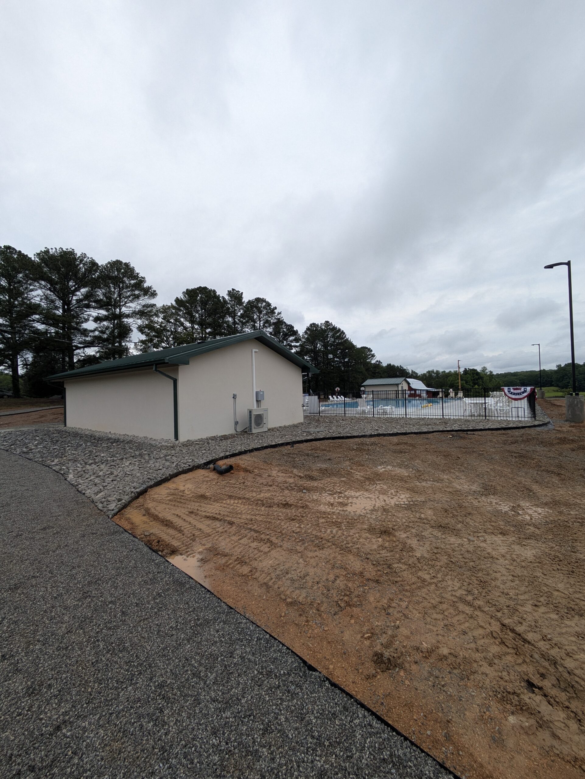 Newly built Ground-up pool equipment room exterior