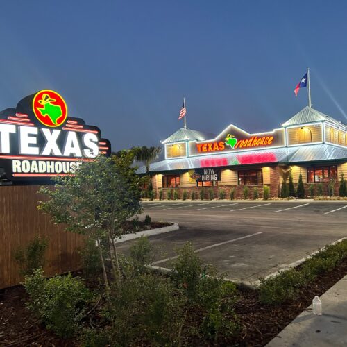 Photo of a New Build Restaurant with Sign in front for Texas Roadhouse in Trinity, Florida