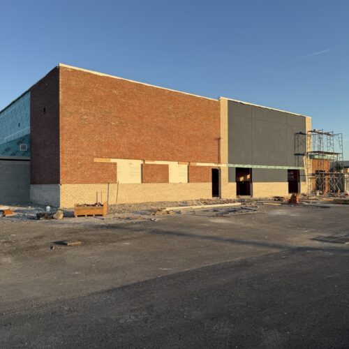 Commercial framing progress at Bubba’s 33 new construction project in Murfreesboro, Tennessee during structural build phase by VMC Facilities.