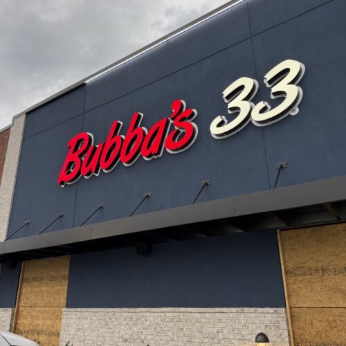 Exterior progress at the new Bubba's 33 in Murfreesboro, TN.