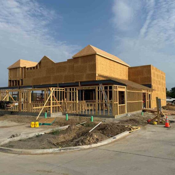 Ground-up construction of the new Texas Roadhouse restaurant in Muskogee, Oklahoma by VMC Facilities, LLC.